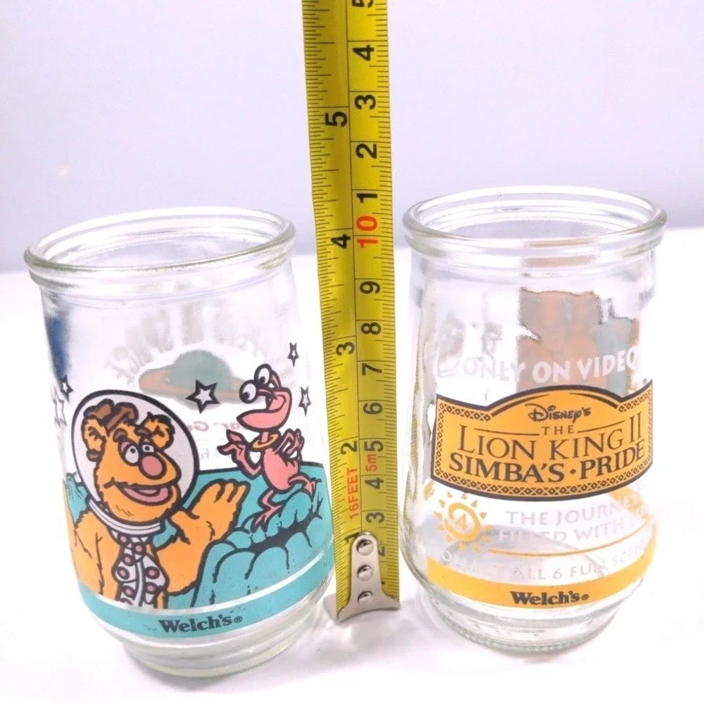 VTG 1998 Welchs Jelly Jar Glasses Lion King II Simba Muppet In Space Fozzie Bear